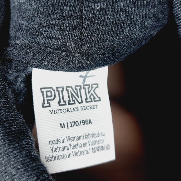 PINK Victoria's Secret Womens Periwinkle Grey Blk Varsity Cowl Neck Sweatshirt M - Picture 16 of 16